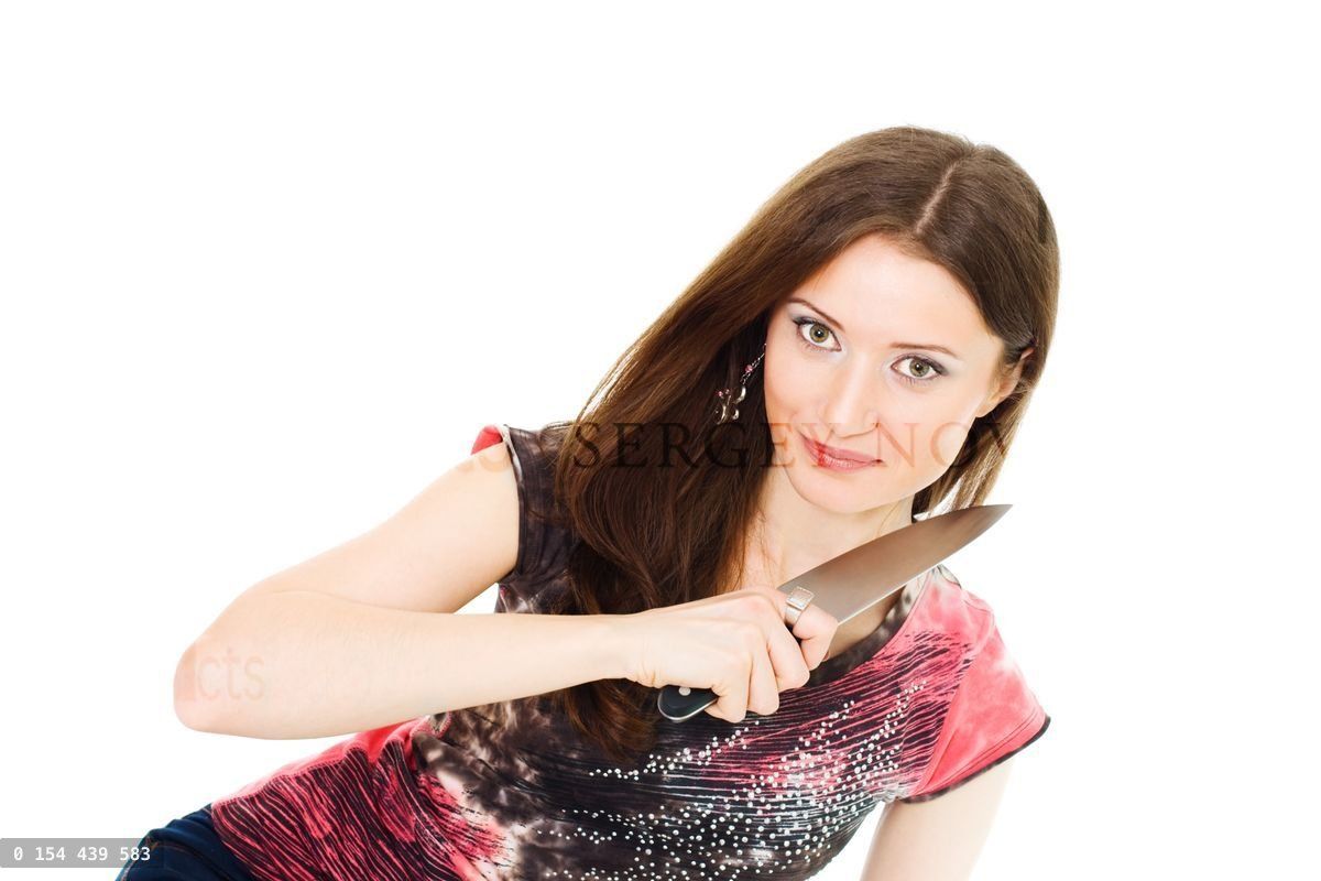Woman leaking knife