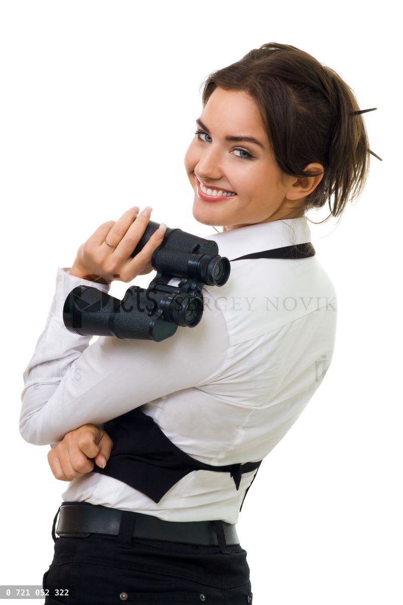 Young woman with binocular