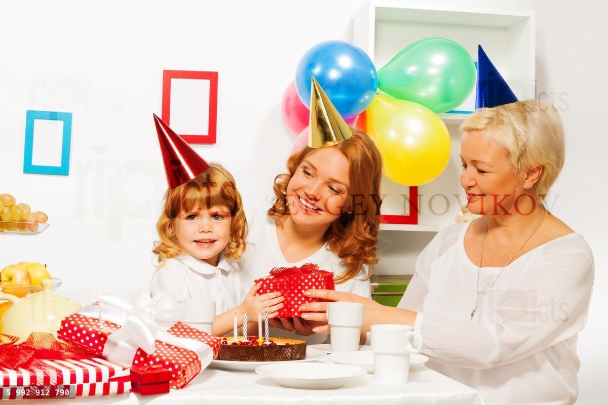 Birthday party in family with little girl