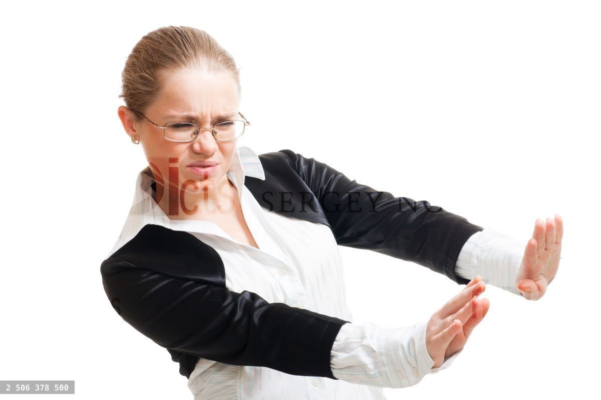 Woman protecting from threat