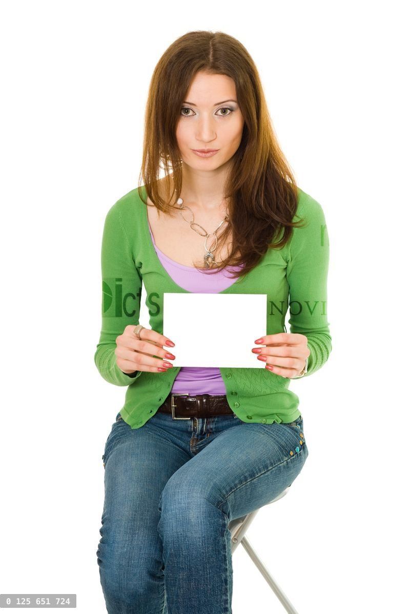 Woman holding blank paper