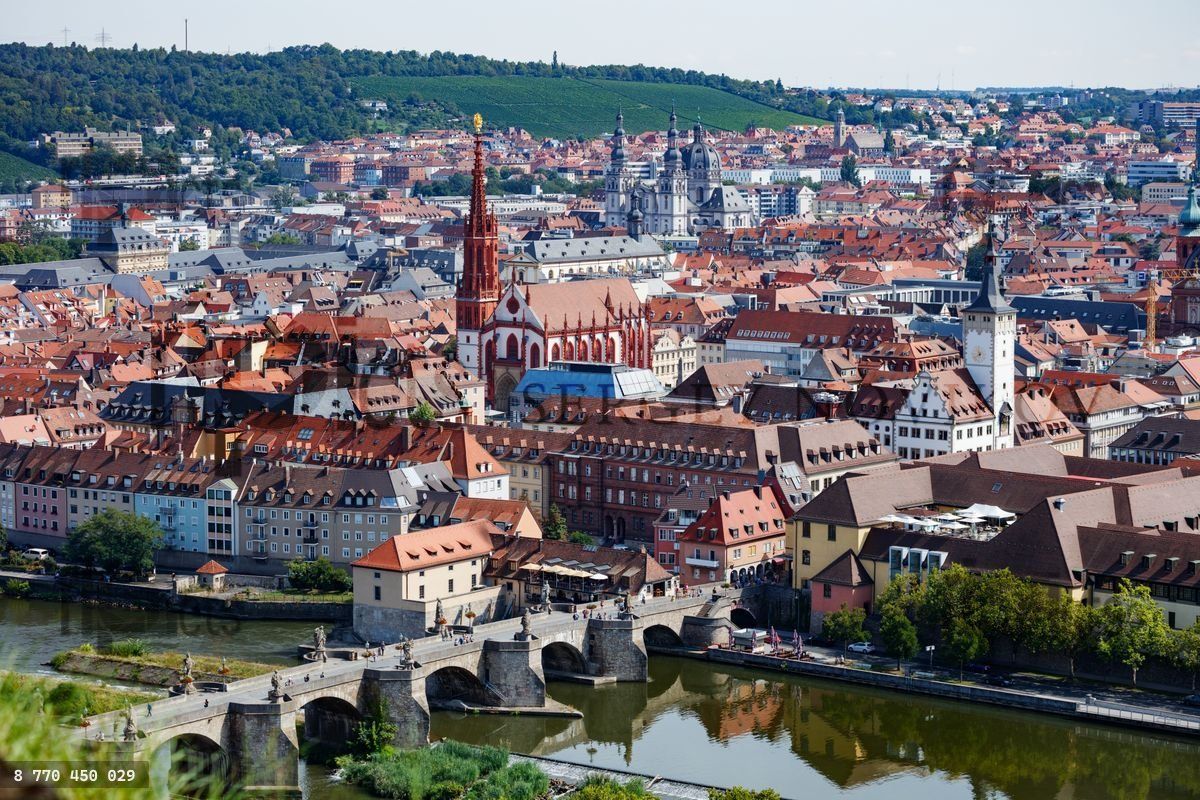 Wurzburg with Alte Mainbrucke and charming rooftops, Germany
