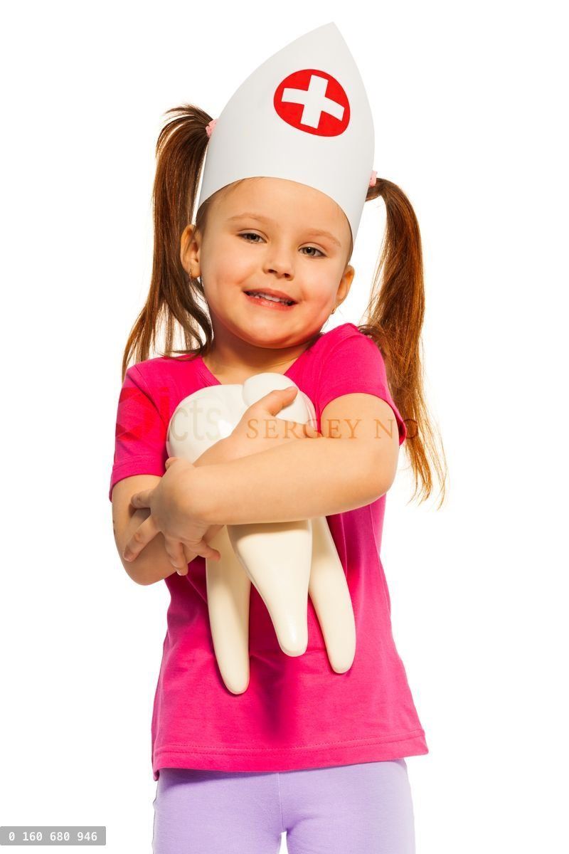 Funny little doctor with big tooth model