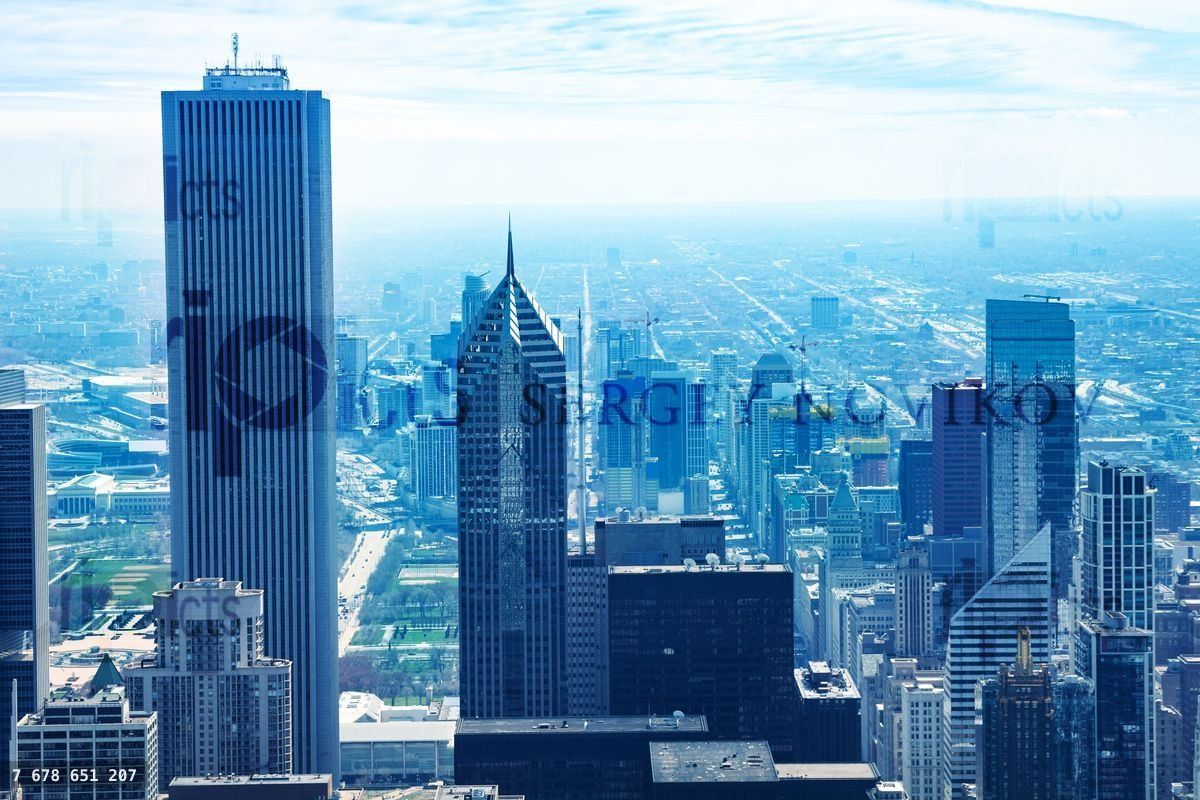 Business colors panorama of Chicago downtown view