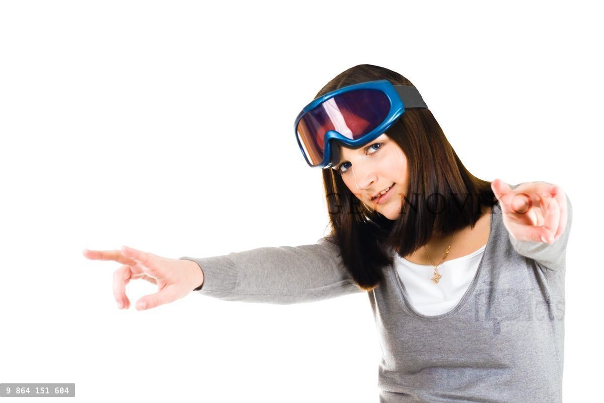woman pretending to be skier