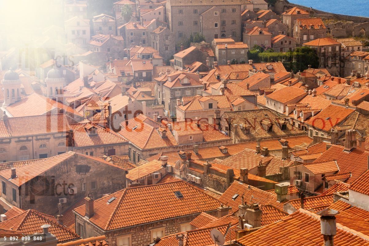 Full frame of tile roofs