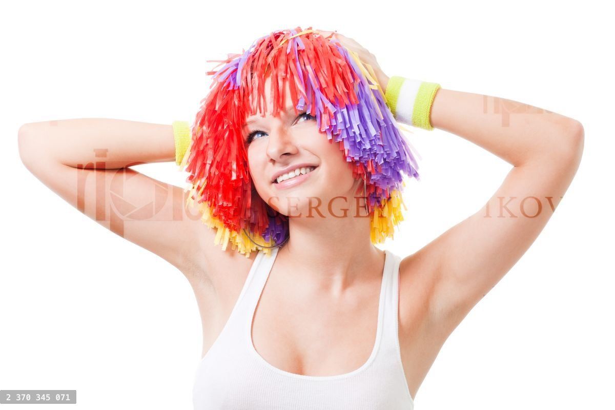 woman cheer leader with color hair