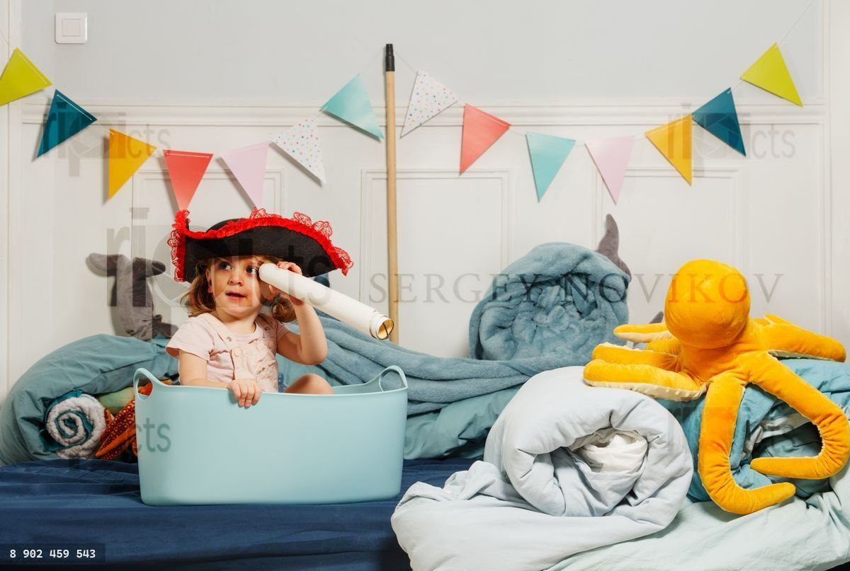 Girl dressed as pirate on adventure imagine sailing the sea