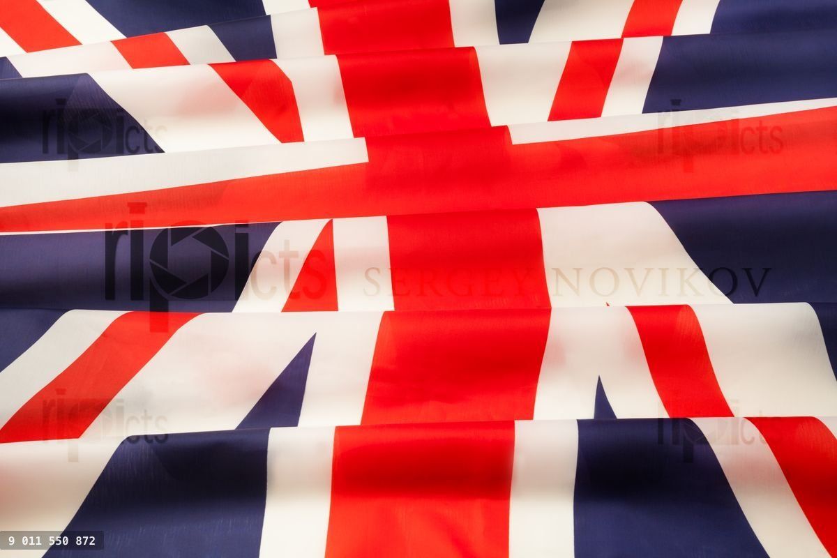 Full framed silky pleated flag of Great Britain
