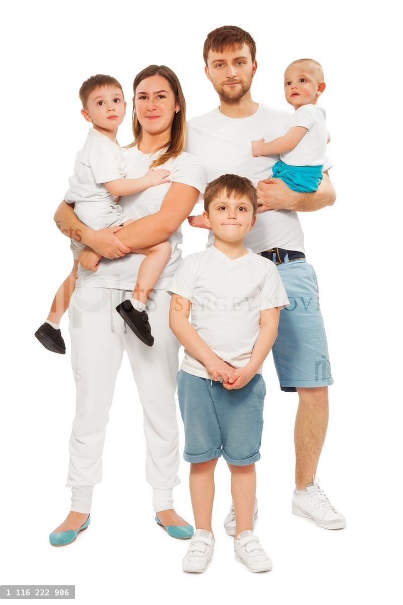 Full length picture of happy big family