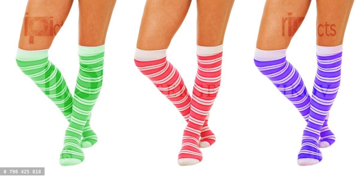 Woman's legs in color pantyhose