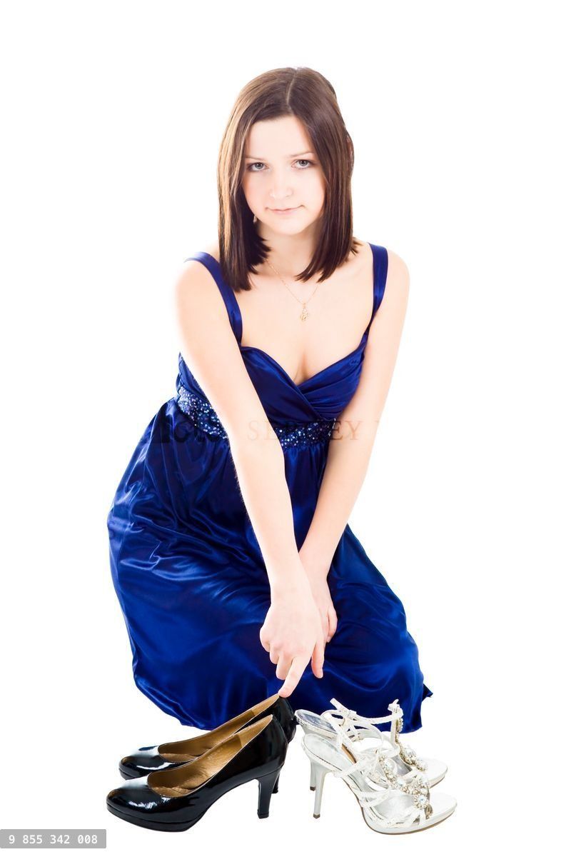 Woman dress choose shoes