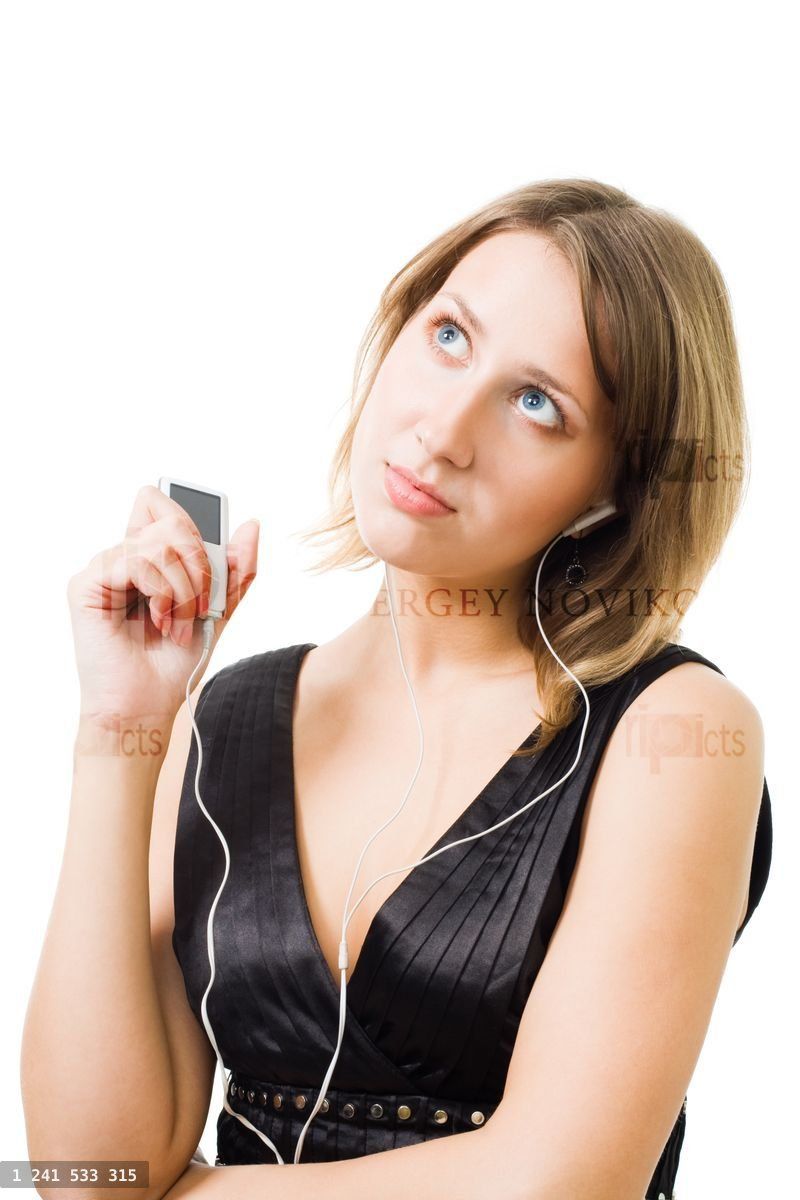 Woman listen music and dreaming
