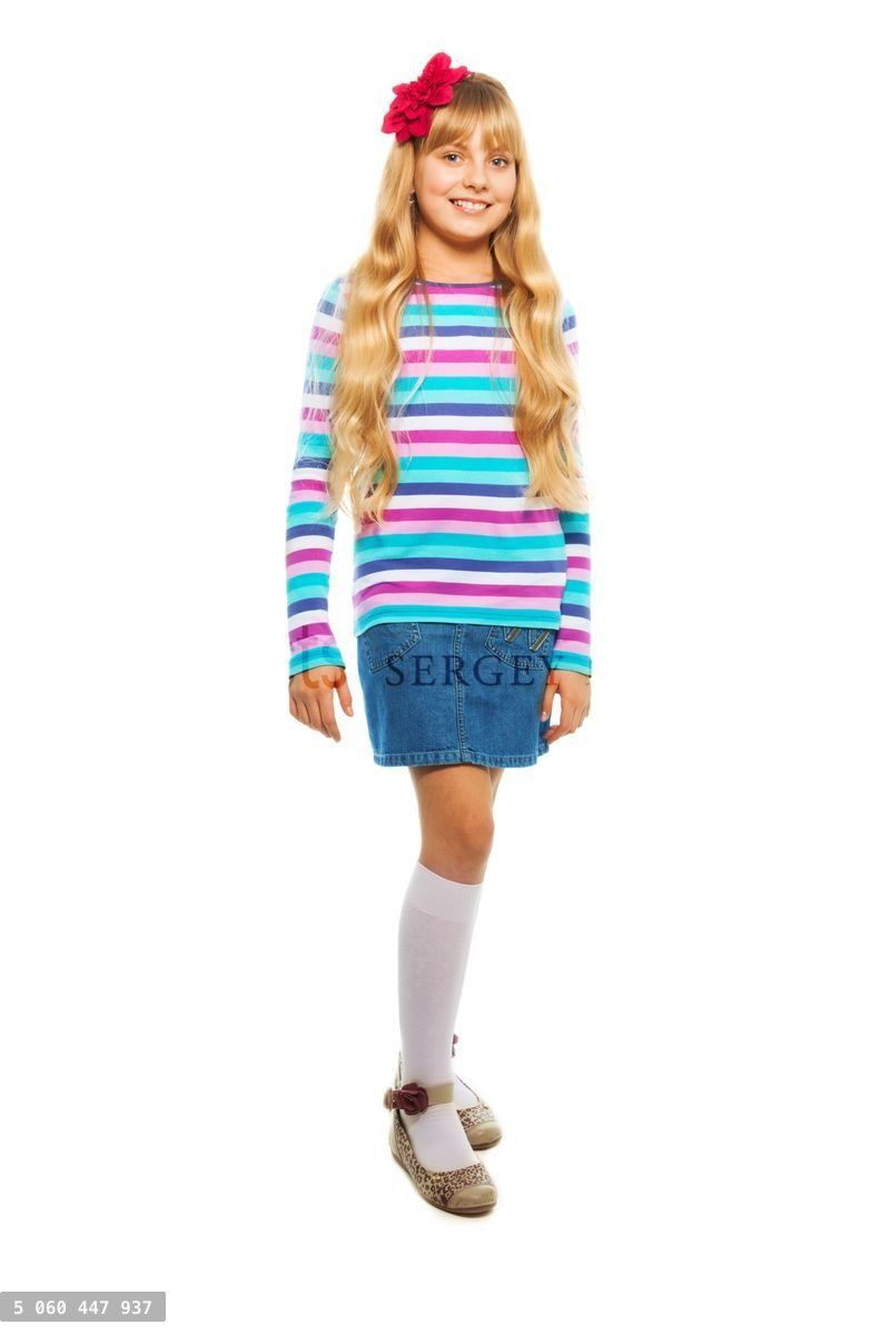 Full height portrait of blond 10 years old girl