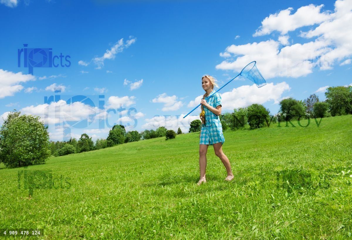 girl and beautiful countryside landscape