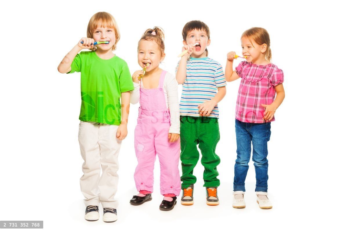 Four kids isolate kids isolate on white