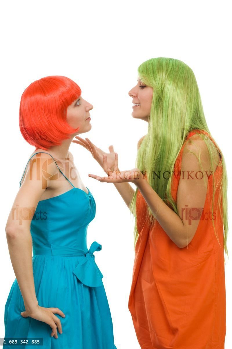 Women explain something gesticulating