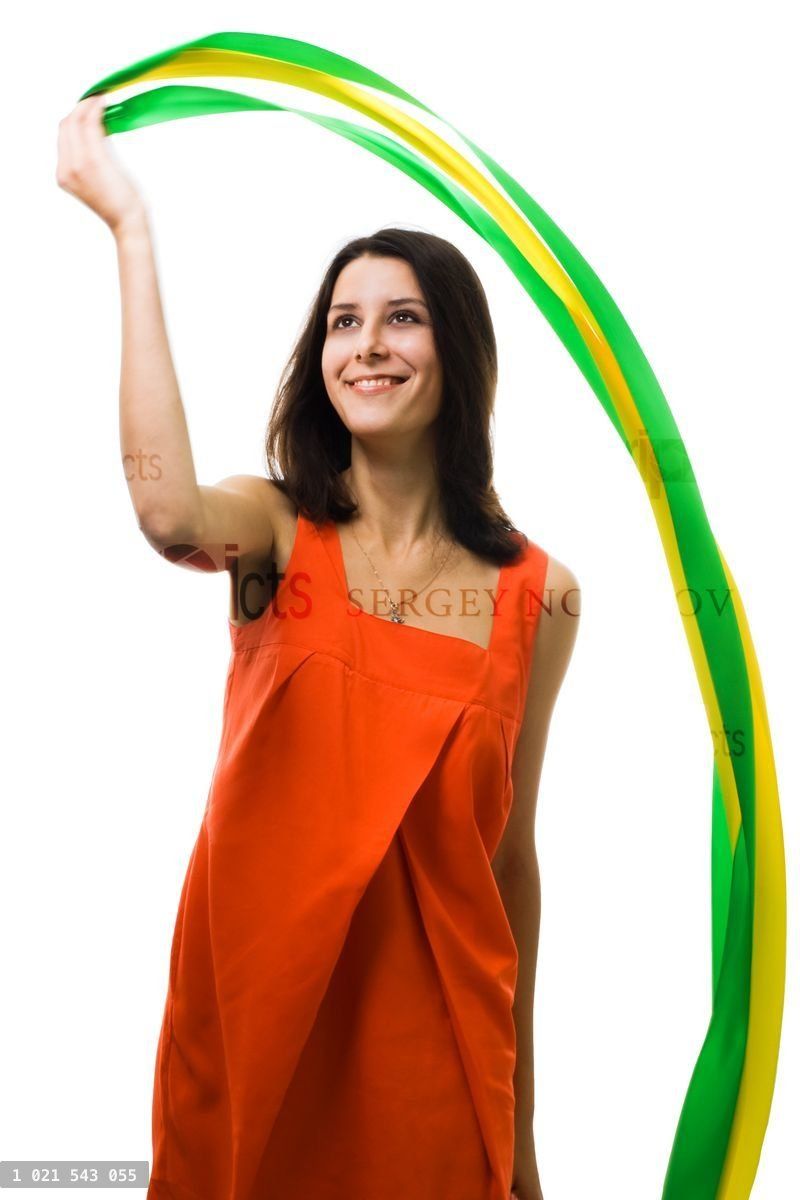woman play with ribbons