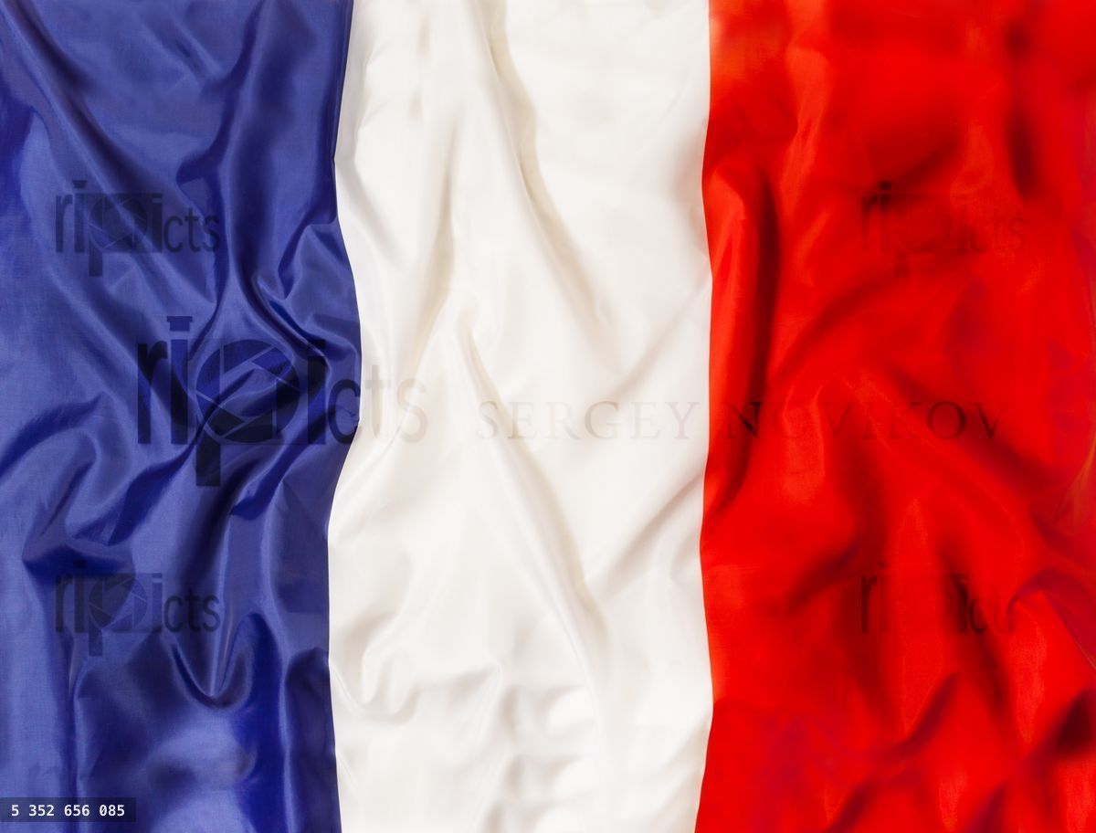 France national flag with waving fabric