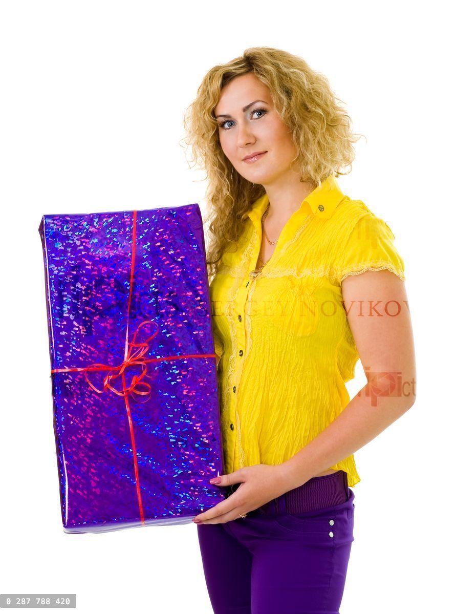 woman with big gift