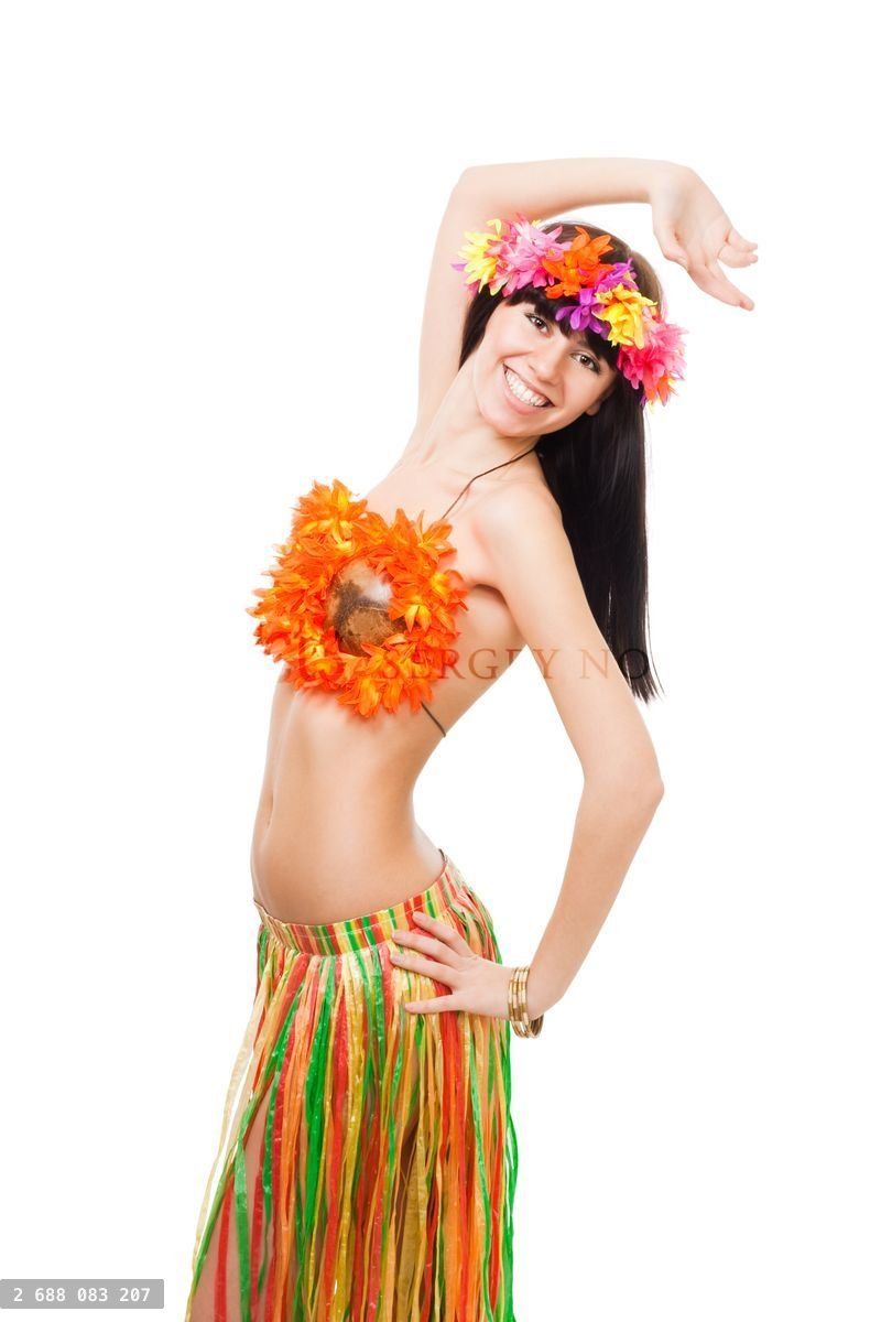 Woman smile, wearing summer costume